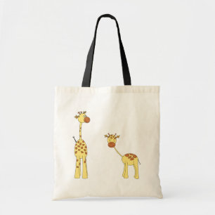 Erwachsener und Baby-Giraffe. Cartoon Tragetasche