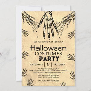 Erwachsener Vintage-Gothic-Skelett-Halloween-Kostü Einladung