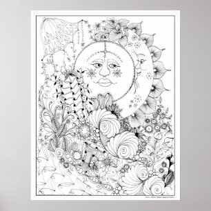 Erwachsenes Farbton-Plakat "Mann in der Mond-Kunst Poster