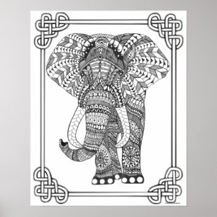 Erwachsenes Farbton-Plakat "stolze Elefant-Kunst " Poster