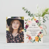 Erwachsenes Geburtstags-mit BlumenFoto des Einladung (Stehend Vorderseite)