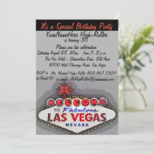 Erwachsenes Geburtstags-Party Las Vegas Einladung (Stehend Vorderseite)