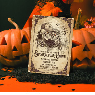 Erwachsenes Gothic-Skelett-Paar Halloween-Party Einladung