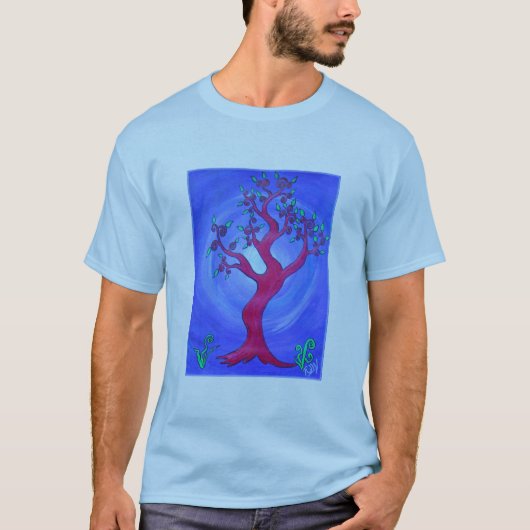 Erwachsenes T-Shirt - einfach rot der Baum (Vorderseite)