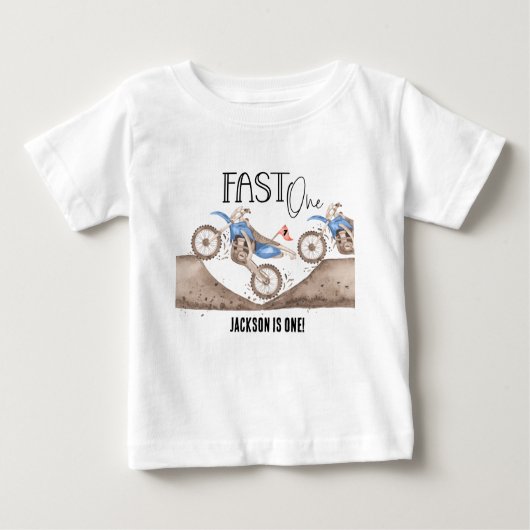 Erwachsenwerden FAST ONE Blue Dirt Bike 1. Geburts Baby T-shirt (Vorderseite)