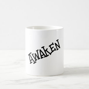 Erwachte Typografie Kaffeetasse