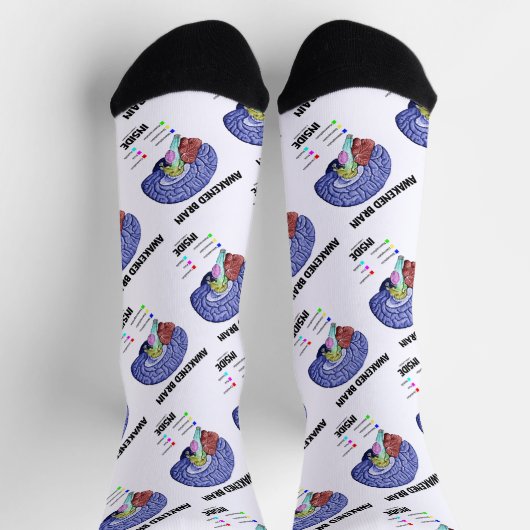 Erwachter Brain Inside Brain Anatomie Geek Spaß Socken (Oben)