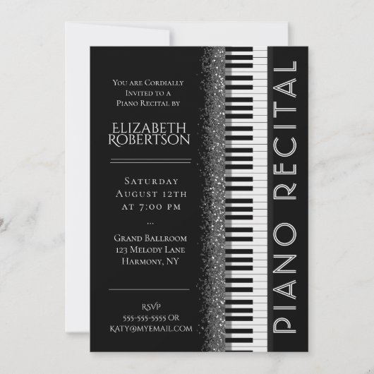 Erwägung "Schwarz-Weiß-Piano" Einladung (Vorderseite)