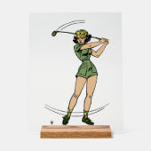 Erwärmung für Golf Lady Golfer Acrylschild (Vorderseite)