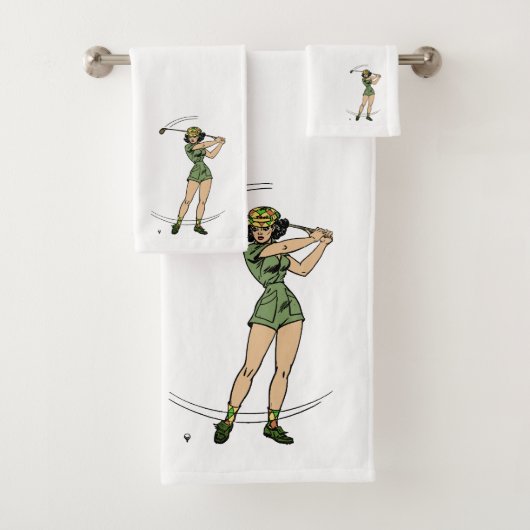 Erwärmung für Golf Lady Golfer Badhandtuch Set (Insitu)