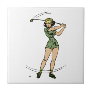 Erwärmung für Golf Lady Golfer Fliese