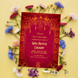 Erwärmung Griha Pravesh Golden Ganesha I Einladung