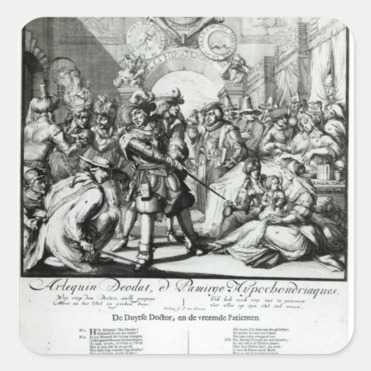 Erwärmung Pan Baby, c.1688 Quadratischer Aufkleber (Vorderseite)