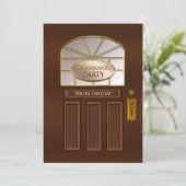 ERWÄRMUNG PARTY EINLADUNG - TÜR VOR DER TÜR (Stehend Vorderseite)