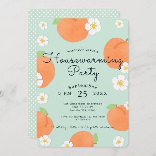 Erwärmung Peach House Party Einladung (Vorne/Hinten)