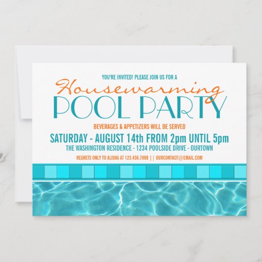 Erwärmung Pool Party Einladungen (Vorderseite)