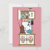 Erwärmung Retro White Stove Vintag Utensitis Einladung (Rückseite)