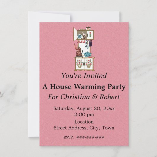 Erwärmung Retro White Stove Vintag Utensitis Einladung (Vorderseite)