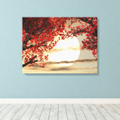 Erwärmung und Friedliche Bäume ummantelte Canvas Leinwanddruck (Insitu (Holzboden))