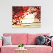 Erwärmung und Friedliche Bäume ummantelte Canvas Leinwanddruck (Insitu (Wohnzimmer))