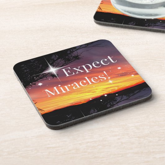 Erwarten Sie, dass Wunder das Sonnenuntergang spre Getränkeuntersetzer (Linke Seite)