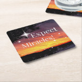 Erwarten Sie, dass Wunder das Sonnenuntergang spre Rechteckiger Pappuntersetzer (angewinkelt)