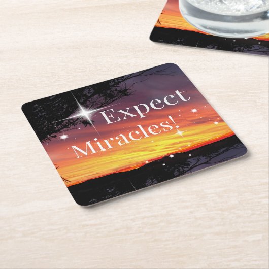 Erwarten Sie, dass Wunder das Sonnenuntergang spre Rechteckiger Pappuntersetzer (angewinkelt)