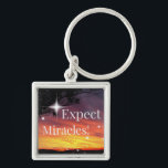 Erwarten Sie, dass Wunder Sonnenuntergang Inspirat Schlüsselanhänger<br><div class="desc">Erwarten Sie,  dass Wunder sparkle Sonnenuntergang gut bald Inspiration Zitat Silver Keyring. Entworfen aus einem meiner originalen Fotos aus meinem Garten mit einem meiner eigenen Schriftsätze,  genießen Sie!</div>