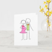 Erwartende Couple Grußkarte, blau und grün Karte (Gelbe Blume)