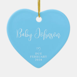 Erwartende Eltern Foto Baby Boy Due 2024 Keramik Ornament