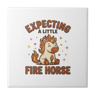 Erwartet ein kleines Feuerpferd Vintage Baby-Shirt Fliese