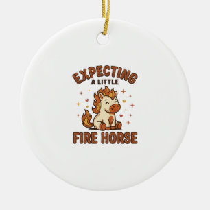 Erwartet ein kleines Feuerpferd Vintage Baby-Shirt Keramik Ornament