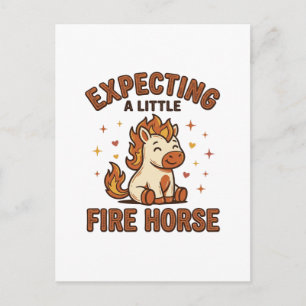 Erwartet ein kleines Feuerpferd Vintage Baby-Shirt Postkarte