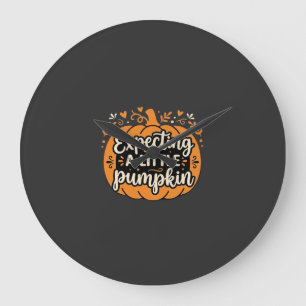 Erwartet einen kleinen Kürbis Halloween Schwangers Große Wanduhr
