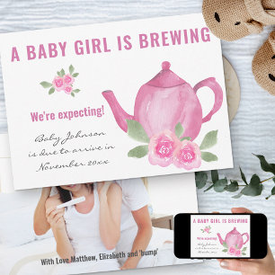 Erwartet Foto Baby Girl is Brewing Schwangerschaft Ankündigung