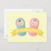 Erwartete Twins - Niedlicher Junge und Mädchen Postkarte (Vorne/Hinten)