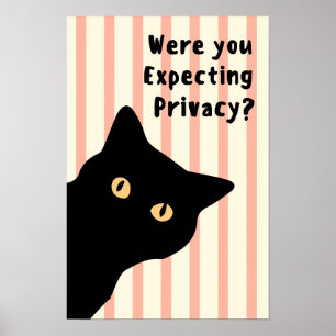Erwarteten Sie Privatsphäre Lustige Katze Badezimm Poster