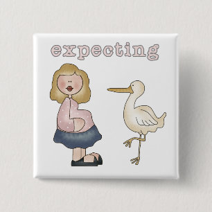 erwartetes Baby - Storchhemden und Geschenke Button