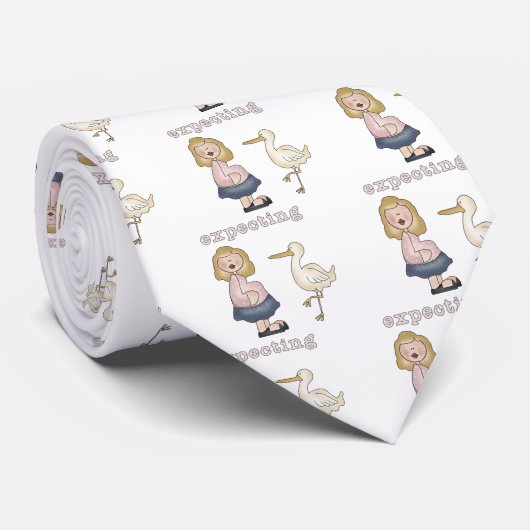 erwartetes Baby - Storchhemden und Geschenke Krawatte (Gerollt)