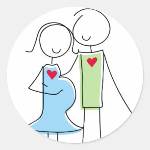 Erwartetes Paar Runder Aufkleber