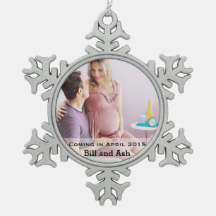 erwartetes Paar Schneeflocken Zinn-Ornament