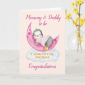 Erwartung, dass Mami und Papa bei den Eltern rosa Karte (Gelbe Blume)