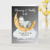 Erwartung, dass Mommy & Daddy weiß sein wird Karte (Gelbe Blume)