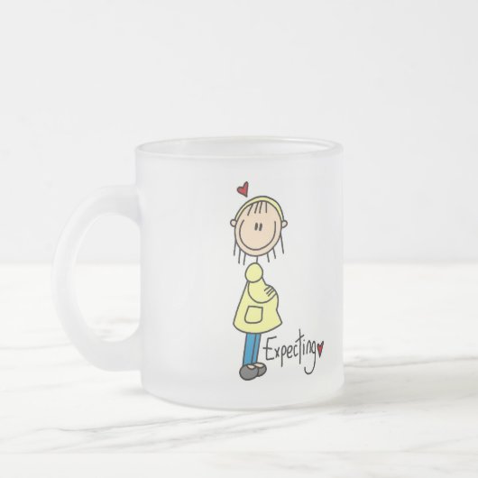 Erwartung der Baby-T-Shirts und der Geschenke Mattglastasse (Links)