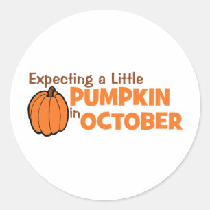 Erwartung einen kleinen Kürbis im Oktober Runder Aufkleber