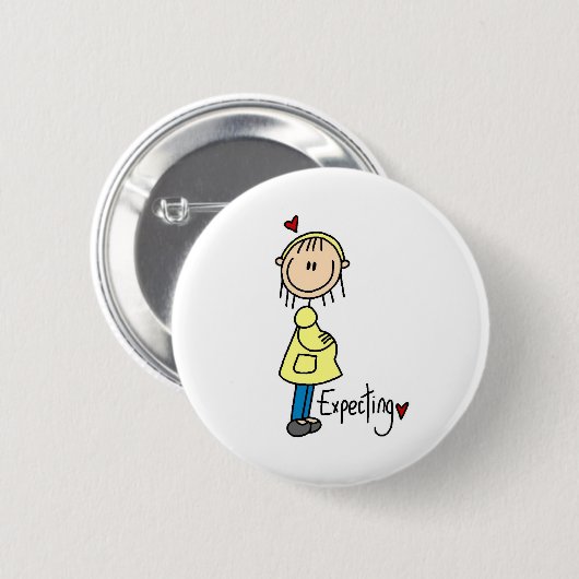 Erwartung eines Baby-Knopfes Button (Vorne & Hinten)