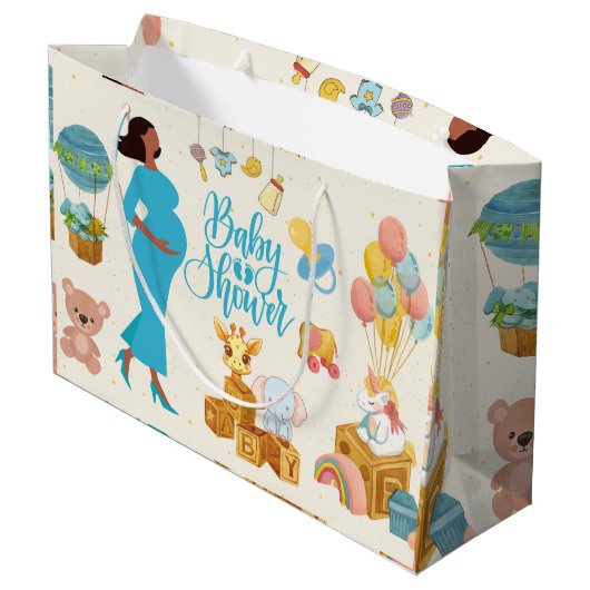 Erwartung eines Mutter-Party Große Geschenktüte (Rückseite Schrägansicht)