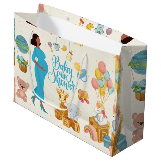 Erwartung eines Mutter-Party Große Geschenktüte (Vorderseite Schrägansicht)