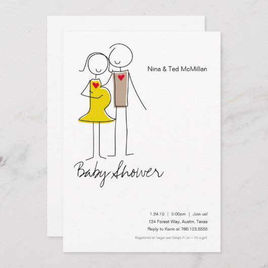 Erwartung von Duschkabinen für Paare - Einladungen (Vorne/Hinten)