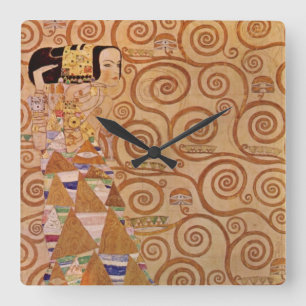 Erwartung von Klimt Vintage Victorian Art Nouveau Quadratische Wanduhr